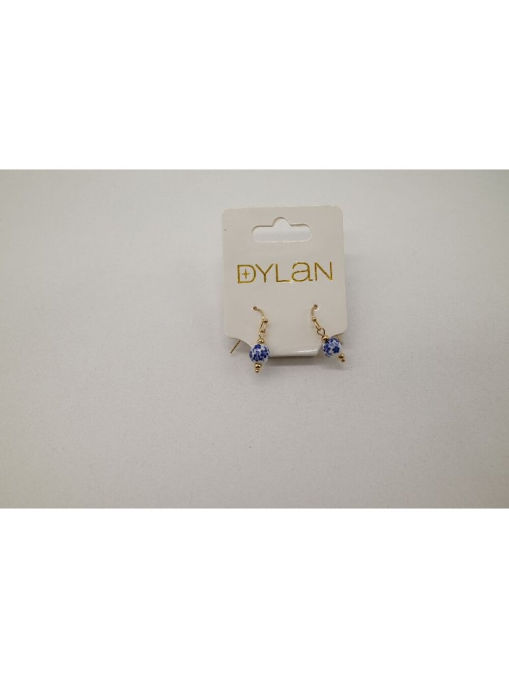 NWT Dylan Jewelry Gold Tone Dangle Earrings Blue White Beaded Drop Statement